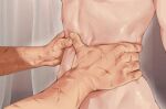  2boys commentary completely_nude curtains hand_focus hand_wrapped_around_waist highres kim_dokja kindlingsoul multiple_boys nude omniscient_reader's_viewpoint scar scar_on_arm shiny_skin stomach_focus untranslatable_commentary yaoi yoo_joonghyuk 