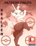  absurd_res anthro bigdon1992 braixen breasts butt canid canine digital_media_(artwork) female fur hi_res inner_ear_fluff mammal multicolored_body multicolored_fur nintendo pok&eacute;mon pok&eacute;mon_(species) short_stack solo thick_thighs tuft video_games yellow_body 