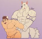  abdominal_bulge abs anal anal_penetration anthro biceps big_dom_small_sub big_muscles blush brown_hair canid canine canis doggystyle domestic_dog dominant duo eyewear from_behind_position fur fur_markings genitals glasses grabbing_arms hair male male/male mammal markings muscular muscular_anthro muscular_male narrowed_eyes nude pecs penetration penis sex simple_background size_difference tan_body tan_fur tongue tongue_out white_body white_fur wolf yaydogfood_(artist) 