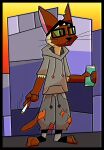  alcohol beer beverage cigarette domestic_cat eyewear felid feline felis glasses hi_res male mammal mutemyth sockscrux 