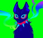  2021 ambiguous_gender blue_body blue_fur collar digital_drawing_(artwork) digital_media_(artwork) domestic_cat felid feline felis feral froste fur green_background hi_res mammal red_collar scourge_(warriors) simple_background solo spiked_collar spikes warriors_(cats) 