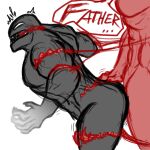  1:1 arm_grab bdsm bent_over carnage_(marvel) corinoch_(artist) duo father father_and_child father_and_son gag gagged grinding hand_on_butt hi_res humanoid incest_(lore) leg_grab male male/male marvel muscular muscular_male parent parent_and_child questionable_consent restrained simple_background sketch son symbiote tentacles text venom_(marvel) white_background 