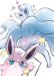  &lt;3 2021 alolan_ninetales ambiguous_gender blush butt duo featureless_crotch feral fur monuke30 nintendo pink_body pok&eacute;mon pok&eacute;mon_(species) regional_form_(pok&eacute;mon) simple_background spank_marks spanked_butt spanking video_games white_background white_body white_fur wigglytuff 