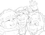  absurd_res anthro bandanna canid canine canis domestic_dog group harima hi_res kerchief lifewonders live-a-hero male mammal mokdai monochrome moritaka one_eye_closed pawpads samonaa2 scar smile tamacolle tokyo_afterschool_summoners trio video_games wink 