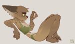  2021 5_toes anthro breasts canid canine cleavage clothed clothing feet female foretbwat fox hi_res humanoid_feet lying mammal notched_ear on_back phone sitting solo toes watching_video 
