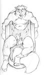  2003 anthro balls bathing bathtub biped circles_(comic) erection eyes_closed fluffy fluffy_tail genitals glans greyscale head_tuft high-angle_view k-9 long_tail lying male mammal martin_miller mephitid monochrome navel nipples nude on_back partially_submerged pecs penis pubes relaxing sketch skunk smile solo traditional_media_(artwork) tuft water 