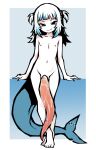  1girl akableak animal_genitalia_on_humanoid animal_penis blue_eyes blue_streaks blue_tail closed_mouth completely_nude dolphin_penis fins fish_tail flat_chest full_body futanari gawr_gura gigantic_penis highres hololive hololive_english long_hair looking_at_viewer multicolored_hair navel nipples nude penis shark_girl shark_tail smile solo streaked_hair tail two_side_up uncensored virtual_youtuber white_hair 