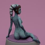  1:1 aayla_secura alien alien_humanoid blue_body blue_skin breasts brown_eyes butt curvaceous curvy_figure female habariart humanoid navel pink_background simple_background sitting solo star_wars twi&#039;lek voluptuous 