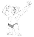 2018 3_toes 4_fingers anthro arm_tuft barefoot big_bulge big_calves big_muscles briefs briefs_only bristol bulge cheek_tuft chin_tuft claws clothed clothed_anthro clothed_male clothing digital_media_(artwork) ear_tuft elbow_tufts eyes_closed facial_tuft feet fingers front_view full-length_portrait genital_outline greyscale head_tuft huge_biceps huge_calves huge_deltoids huge_muscles huge_pecs huge_quads humanoid_feet humanoid_hands male mammal manly monochrome motion_lines musclegut muscular muscular_anthro muscular_male navel neck_tuft open_mouth penis_outline plantigrade portrait raised_arms simple_background sketch solo standing toes topless topless_anthro topless_male tuft underwear ursid white_background yawn 