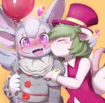  4_ears anthro balloon blush clothing cosplay costume deity dibs duo exadian_hybrid female female/female head_tuft humanoid inflatable it_(stephen_king) kissing_cheek mammal multi_ear murid murine pennywise_the_dancing_clown rat rat_god_(mad_rat_dead) rodent seraphie sirocco_zephyrine slim stephen_king_(copyright) sukiya tuft wings 