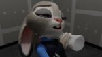  16:9 3d_(artwork) anthro asphyxiation bananastheleech choking clothing cowering digital_media_(artwork) disembodied_hand disney female forced ghost_hands hi_res judy_hopps lagomorph leporid mammal rabbit shocked solo uniform widescreen zootopia 