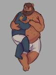  2021 3:4 anthro belly black_body black_nose brown_body brown_fur cituru clothing cuddling duo embrace fur hi_res hug humanoid_hands male male/male mammal moobs navel nipples overweight overweight_male spectacled_bear tremarctine underwear ursid 