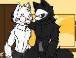  animal_genitalia animal_penis anthro blush bulge canid canine canine_penis canis changed_(video_game) genitals lin_(changed) male mammal penis puro_(changed) timingtf_(artist) wolf 
