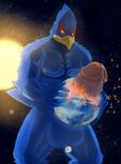  absurd_res anthro avian balls big_balls big_penis bird blue_body bodily_fluids destruction erection falco_lombardi genital_fluids genitals giga hi_res huge_balls huge_penis hyper hyper_balls hyper_genitalia hyper_penis kovaltiel macro male male_penetrating nintendo penetration penis planet planet_penetration precum solo space star_fox video_games 