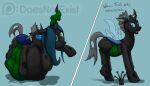  abdominal_bulge arthropod blue_eyes changeling death digestion doesnotexist evening_breeze facial_scar female female_prey feral feral_pred feral_prey friendship_is_magic green_eyes male male_pred my_little_pony oral_vore queen_chrysalis_(mlp) scar smaller_pred solo vore weight_gain 