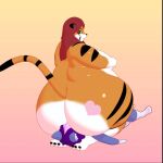  &lt;3 1:1 2019 3d_(artwork) 3d_animation animated anthro ass_to_face big_breasts big_butt black_stripes blue_body blue_fur breasts butt canid canine canis curvy_figure digital_media_(artwork) dominant dominant_female duo facesitting felid female female_on_top fur green_eyes hair high_framerate huge_breasts huge_butt ikugo_(artist) ikugo_(character) interspecies kneeling looking_back male male/female mammal markings multicolored_body multicolored_hair nude obese on_top orange_body orange_fur overweight overweight_female pantherine pink_hair purple_hair rear_view red_hair short_playtime side_boob simple_background sitting size_difference smothering striped_body striped_fur striped_markings striped_tail stripes tail_markings thick_thighs tiger two_tone_hair voluptuous white_body wolf 
