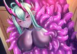  absurd_res areola asian_mythology bangs big_breasts blue_hair blue_nails blush breasts clenched_teeth colored_nails demon digital_media_(artwork) door duo east_asian_mythology eyeliner fate_(series) female glistening glistening_body glistening_skin hair hi_res horn huge_breasts humanoid humanoid_pointy_ears iro_ame_(amewaagada) japanese_mythology jewelry looking_at_viewer makeup monster_girl_(genre) mythology nails nipples not_furry nude oni penetration purple_body purple_skin purple_tentacles red_eyes saber_ibuki-douji seedbed teeth tentacles thick_thighs video_games wide_hips yōkai 