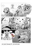  anime_effects anthro balls caressing comic dampfloque english_text foreplay genitals grope gym impending_orgy kissing male male/male mammal mature_anthro mature_male monochrome nude penis polar_bear public public_sex sex shower text ursid ursine 