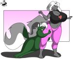  5:4 anthro chris_t._snuggleskunk cjshadorunner clothing duo embrace female hi_res hug kelsey_sienna male mammal mephitid skunk 