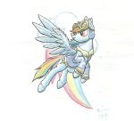  blue_body bomber_jacket cutie_mark doesnotexist equid equine eyewear eyewear_on_head feathered_wings feathers female friendship_is_magic goggles goggles_on_head hi_res hooves mammal my_little_pony pegasus pink_eyes rainbow_dash_(mlp) solo spread_wings wings 
