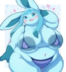  &lt;3 absurd_res anthro anthrofied areola belly big_areola big_breasts bikini biped black_nose blue_areola blue_body blue_ears blue_eyes blue_fur blue_hair blue_inner_ear blush bottomwear breast_squish breasts canid canine cleavage clothed clothing curvy_figure cute_fangs digital_media_(artwork) eeveelution female front_view fur glaceon glistening glistening_eyes gloves_(marking) hair hand_behind_head hi_res huge_breasts kemono long_hair looking_at_viewer mammal markings midriff monotone_ears multicolored_body multicolored_fur multicolored_hair navel nintendo obese obese_anthro obese_female open_mouth open_smile overweight overweight_anthro overweight_female pok&eacute;mon pok&eacute;mon_(species) pok&eacute;morph portrait purple_bikini purple_bottomwear purple_clothing purple_swimwear purple_topwear radiowave raised_arm simple_background skimpy smile solo squish standing string_bikini swimwear thick_thighs three-quarter_portrait tight_clothing topwear two_tone_body two_tone_fur two_tone_hair video_games voluptuous wide_hips 