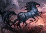  2021 alaiaorax cloud day detailed_background digital_media_(artwork) equid equine feral hair hi_res hooves mammal multi_leg multi_limb outside sky water 