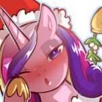  1:1 alpha_channel blush christmas christmas_clothing christmas_headwear clothing cold-blooded-twilight equid equine female feral friendship_is_magic hasbro hat headgear headshot_portrait headwear holding_mistletoe holding_object holidays horn looking_at_viewer mammal mistletoe my_little_pony one_eye_closed open_mouth plant portrait princess_cadance_(mlp) santa_hat simple_background solo transparent_background unicorn wink winking_at_viewer 