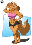  abs absurd_res anthro breasts cjshadorunner cleavage clothed clothing domestic_cat felid feline felis female hi_res mammal muscular neve_vecat solo 