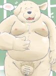  2021 anthro balls belly blush canid canine canis censored dain_4201 domestic_dog eyes_closed flaccid genitals hi_res humanoid_genitalia humanoid_hands humanoid_penis kemono male mammal moobs navel nipples overweight overweight_male penis solo 