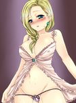  aida_mai babydoll bad_id bad_pixiv_id bianca blonde_hair blue_eyes blush braid breasts cleavage dragon_quest dragon_quest_v earrings hair_over_shoulder jewelry large_breasts long_hair lowleg lowleg_panties navel panties pussy_juice single_braid solo standing sweat underwear wet wet_clothes wet_panties 