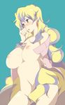  ass_visible_through_thighs bad_id bad_pixiv_id blush breasts cloud_hair earrings hair_censor hair_over_crotch highres huge_breasts jewelry long_hair multicolored_hair nanao_(mahaya) nia_teppelin nipples nude solo tengen_toppa_gurren_lagann very_long_hair 