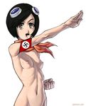  2girls adolf_hitler bleach breasts flat_chest goggles kuna_mashiro multiple_girls navel nazi nipples nude parody real_life scarf small_breasts solo speh swastika third-party_edit 