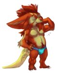  2017 3_toes 4_fingers anthro arm_tuft barefoot belly biceps big_ears big_nose big_pecs bitter_(bristol) black_tattoo blue_speedo bristol brown_body brown_fur brown_markings brown_toes chua claws closed_smile clothed clothed_anthro clothed_male clothing colored deltoids digital_drawing_(artwork) digital_media_(artwork) ear_tuft ears_down ears_outwards elbow_tufts eyebrows eyes_closed facial_markings fan_character feet fingers flexing flexing_bicep front_view full-length_portrait fur hand_on_hip happy head_markings head_tuft humanoid_hands inner_ear_fluff male mammal mane markings mask_(marking) multicolored_body multicolored_fur muscular muscular_anthro muscular_male nipples orange_body orange_eyebrows orange_feet orange_fur orange_legs orange_mane orange_neck orange_pseudo_hair orange_pubes pecs pivoted_ears plantigrade portrait pose pseudo_hair quads serratus shaded short_anthro short_male simple_background solo speedo_only standing tail_tattoo tan_belly tan_body tan_chest tan_fur tan_markings tan_neck tan_tail tattoo toes topless topless_anthro topless_male triceps tuft two_tone_neck white_background white_claws wildstar 