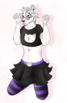 anthro bottomwear canid canine clothed clothing crossdressing digital_media_(artwork) eyewear fur girly glasses hi_res male mammal samuelwolfo simple_background skirt solo submissive 