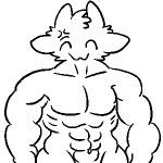  1:1 abs anthro biceps black_and_white clothed clothing dragon dragontim dragontim_(character) eyes_closed fur furred_dragon head_tuft low_res male monochrome muscular muscular_male pecs simple_background solo topless topless_anthro topless_male tuft white_background white_body white_fur 