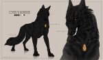  2021 ambiguous_gender black_body black_fur blacknemera canid canine digital_media_(artwork) english_text feral fur hi_res mammal model_sheet paws purple_eyes solo teeth text 