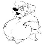  anthro big_breasts big_nose black_and_white breasts eyelashes female fingers hair half-closed_eyes hanna-barbera jellystone_(hbo_max) looking_down mammal mature_female maw_rugg monochrome narrowed_eyes nipples open_mouth sbshouseofpancakes standing the_hillbilly_bears tongue ursid 