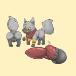  1:1 2021 animal_genitalia animal_penis anus azzy_(azzyyeen) azzyyeen backsack balls canine_penis erection fan_character feral fully_sheathed fur genitals grey_body grey_fur knot male markings model_sheet mostly_nude multicolored_body multicolored_fur nintendo penis pok&eacute;mon pok&eacute;mon_(species) poochyena quadruped raised_tail rear_view red_eyes scarf scarf_only sheath side_view simple_background solo two_tone_body two_tone_fur video_games yellow_background yellow_sclera 