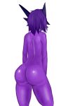  2013 anthro big_butt butt dragon faceless_character faceless_male girokett hair hi_res male nude purple_body purple_hair rear_view scalie simple_background solo standing white_background 
