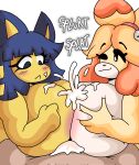  animal_crossing ankha_(animal_crossing) anthro big_breasts bodily_fluids breast_play breasts canid canine canis collaborative collaborative_sex collaborative_titfuck cum domestic_cat domestic_dog felid feline felis female genital_fluids group group_sex hi_res huge_breasts isabelle_(animal_crossing) lewd_dorky male male/female mammal nintendo sex threesome titfuck video_games 