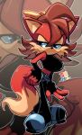  anthro archie_comics big_breasts blue_eyes bow breasts brown_hair canid canine clothed clothing dipstick_tail female fingerless_gloves fiona_fox fox gloves hair hand_on_hip handwear hi_res looking_aside mammal markings midriff sanikink sega smile smirk solo sonic_the_hedgehog_(archie) sonic_the_hedgehog_(comics) sonic_the_hedgehog_(series) tail_markings tight_clothing 