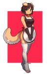  anthro armwear bell bell_collar breasts canid canine canis clothing collar cute_fangs digital_media_(artwork) domestic_dog elbow_gloves eyebrow_through_hair eyebrows eyelashes fangs female floppy_ears gloves hair handwear hi_res legwear looking_at_viewer maid_uniform mammal pgm300 plate shaded short_hair smile solo thigh_highs toeless_legwear translucent translucent_hair uniform 