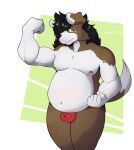  anthro balls_outline bulge canid canine canis clothing detailed_bulge domestic_dog floppy_ears genital_outline hair hi_res jockstrap long_hair male mammal matix matixcs musclegut muscular muscular_male overweight solo underwear 
