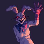  1:1 2021 anthro bow_tie breasts buckteeth clothing creepy_smile female five_nights_at_freddy&#039;s five_nights_at_freddy&#039;s:_security_breach gesture hi_res hiding_object lagomorph leporid looking_at_viewer mammal open_mouth rabbit red_sclera smile solo ss0v3l teeth vanny_(fnaf) video_games waving waving_at_viewer whiskers white_body 