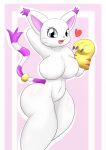  &lt;3 abstract_background anthro bandai_namco big_breasts big_butt breasts butt digimon digimon_(species) domestic_cat featureless_breasts featureless_crotch felid feline felis female fur gatomon hi_res looking_at_viewer mammal pilu_(artist) solo thick_thighs white_body white_fur 