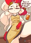  2021 2d_animation 4_fingers animated anthro apron beverage biped black_eyebrows blue_eyes bottomwear breasts camel_toe clothed clothing clothing_lift container cup dialogue digital_media_(artwork) diives english_text eyebrows eyelashes female fingers fur gloves_(marking) hair hi_res lagomorph leporid long_ears long_hair looking_at_viewer low-angle_view mammal markings mi&agrave;nti&aacute;o narrowed_eyes panties ponytail portrait rabbit red_ears red_markings short_playtime signature skirt skirt_lift solo speech_bubble spread_legs spreading squint tan_body tan_fur tan_hair text thick_thighs three-quarter_portrait underwear xingzuo_temple 