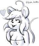  &lt;3 anthro black_and_white breasts bun_butts female hair hi_res mammal monochrome mouse murid murine open_mouth rodent simple_background solo 