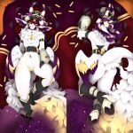  1:1 2021 3_eyes absurd_res animal_humanoid anthro ass_up belt big_butt blush body_pillow bovid breasts bullet butt caprine caprine_demon clothing dakimakura_design dakimakura_pillow dakimakura_pose dakimakura_style demon digital_media_(artwork) ear_piercing ear_ring feathers feet female fluffy fur genitals glowing goat goat_demon gold_(metal) gold_jewelry hair hat headgear headwear hi_res hooves horn horn_jewelry humanoid hybrid jewelry looking_at_viewer mammal mammal_humanoid military military_cap military_uniform multi_eye navel navel_piercing nipples nude piercing pillow pinup pose presenting purple_hair pussy sex simple_background small_breasts smile solo solo_focus striped_body stripes taiga-blackfield tongue tongue_out uniform white_body white_fur yellow_eyes 
