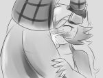  4:3 adelena anthro bodily_fluids breasts cum cum_in_mouth cum_inside duo eyewear face_fucking female forced forced_oral genital_fluids glasses greyscale hand_on_head hand_on_leg hand_on_thigh hi_res irrumatio lucario lycanroc male male/female midnight_lycanroc monochrome nintendo nova_the_lucario_(character) one-handed_face_fucking one_eye_obstructed oral penile plaid pok&eacute;mon pok&eacute;mon_(species) sex shocked tetsushi video_games 