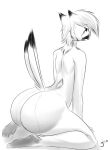  2016 anthro avian beak big_butt bird bubble_butt butt feathers girly giro girokett greyscale kneeling male monochrome nude owl raised_tail side_view signature simple_background sketch solo tail_feathers white_background 